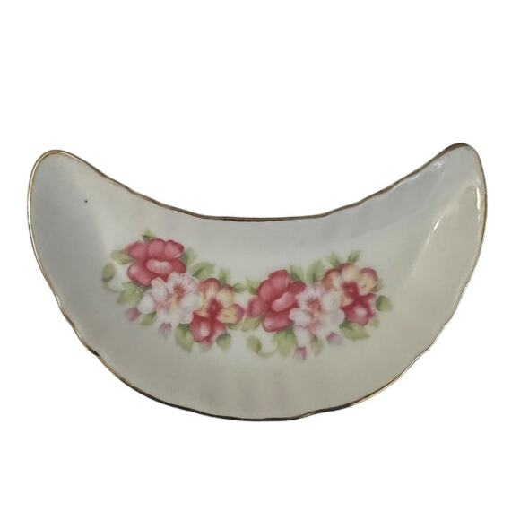 Chadwick Porcelain Trinket Dish Trio Seasonal Blooms Gold Rimmed - Picture 2 of 5